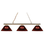 Z-Lite - Z-Lite 155-3PB-ARBG Sharp Shooter 3 Light Billiard in Burgundy - The simple styling of this three light fixture creates a classic statement. Finished in polished brass, this three light fixture uses acrylic burgundy shades to compliment its classic look, and 36" of chain per side is included to ensure the perfect hanging height.