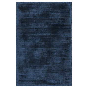 Cameron Hand-woven Distressed Viscose Area Rug, Sapphire Blue, 8x10
