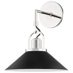 Hudson Valley Lighting - Syosset 1-Light Wall Sconce, Polished Nickel, Black Shade - Features: