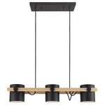 Eglo - Hornwood, 3-Light Kitchen Island Pendant, Black, White Interior Metal Shade - Eglo's Hornwood family has a minimalist-modern meets vintage style. This 3 Light Linear Pendant fixture with 3 matte black cylindrical shades and cream colored interior, along with its wooden accent, provide unique style to your living space. This contemporary piece blends well with numerous interior designs. Great for studios, offices, coffee bars, and more.Features: