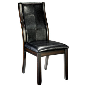 Furniture of America Egnew Faux Leather Padded Dining Chair in Black (Set of 2)