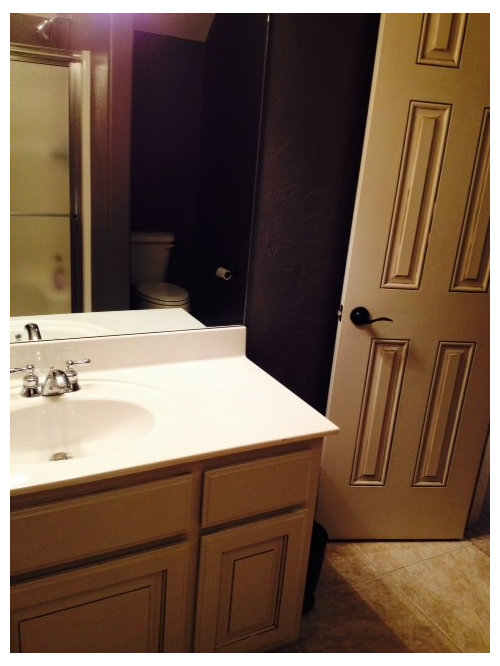 How to lighten up simple dark Guest Bathroom??