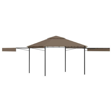 vidaXL Gazebo Canopy Tent Patio Pavilion with Double Extended Roofs Taupe