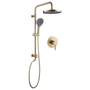 Pressure Balance Exposed Shower Faucet , Brushed Gold