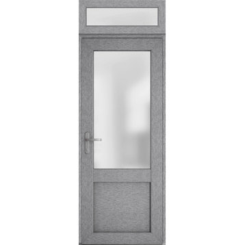 Front Exterior Prehung Door Frosted Glass / Manux 8422 Grey / 36 x 96" Right In