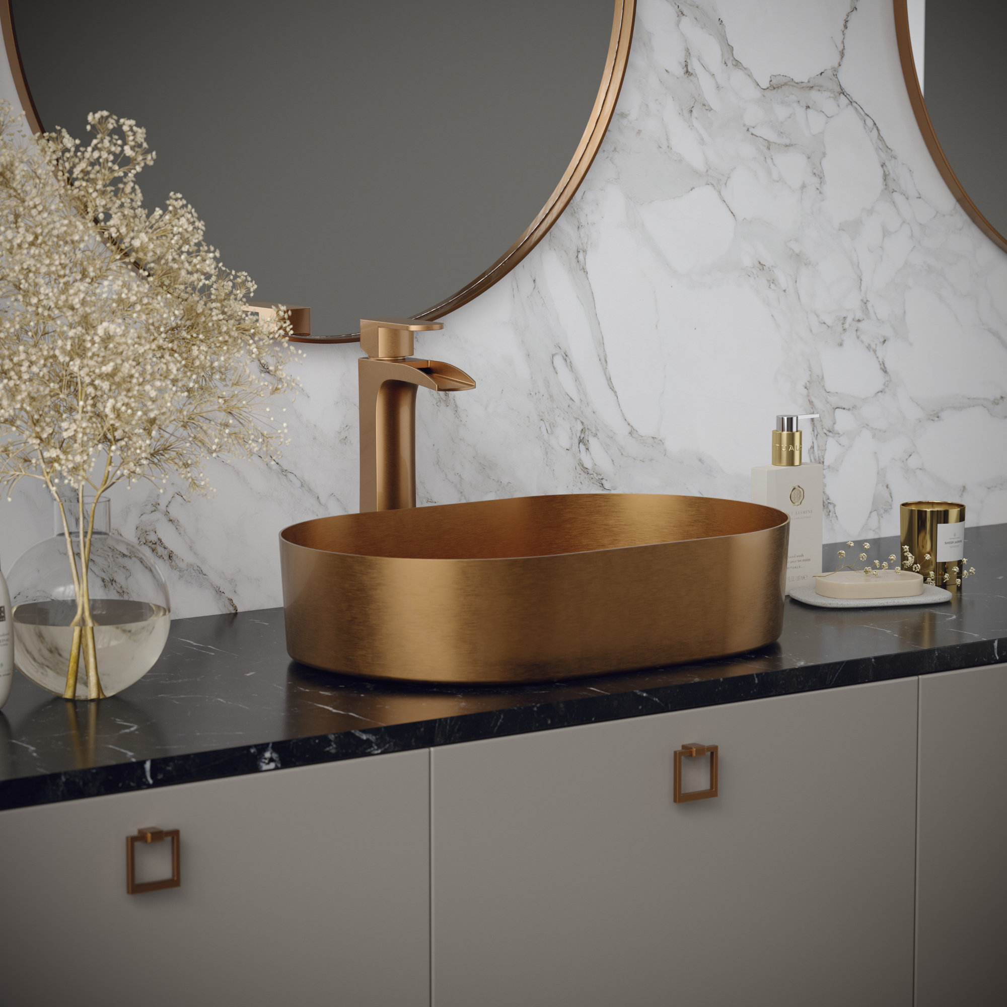 Karran Cinox Stainless Steel Oval Vessel Sink, Brushed Copper