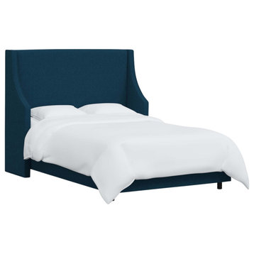 Fully Upholstered Wingback Bed, Zuma Navy, Queen
