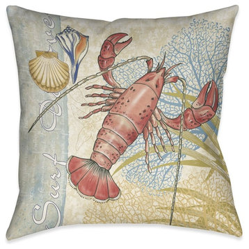 Laural Home Oceana Lobster Outdoor Decorative Pillow, 18"x18"