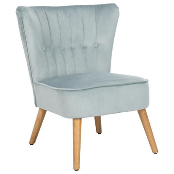 June Mid Century Accent Chair, Slate Blue/Natural