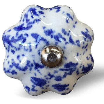 Knob-It Vintage Handpainted Ceramic Knobs, Set of 12, Blue and White