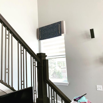 Valances, motorized shades and pillows for a Plainfield IL residence