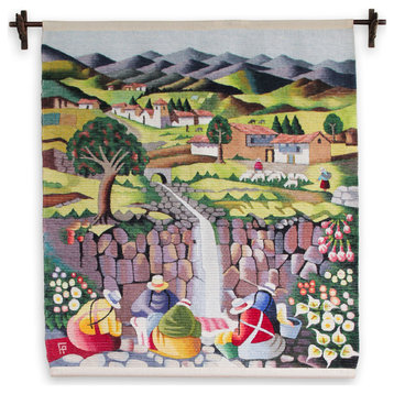 Novica Handmade By The Stream Wool Tapestry