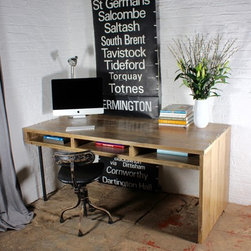 Louise Reclaimed Scaffolding Board & Pipe Industrial Style Desk with Storage - Desks & Writing Bureaus
