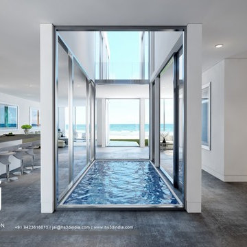 Indoor Swimming Pool Design Idea With Stylish Big Glass Windows Surrounding