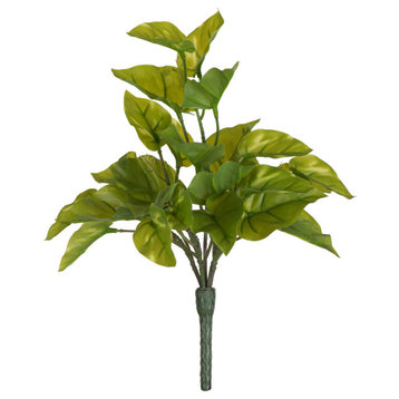 Vickerman FQ181901 12" Artificial Green Pothos Leaf Bush, Set of 3