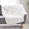 Lauren Glam Fur Throw Blanket, White