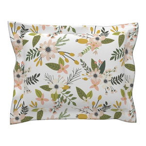 Blush Navy Blush Chevron Cotton Pillow Sham Contemporary