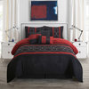 Earline 7-Piece Bedding Comforter Set, Black/Red, Queen