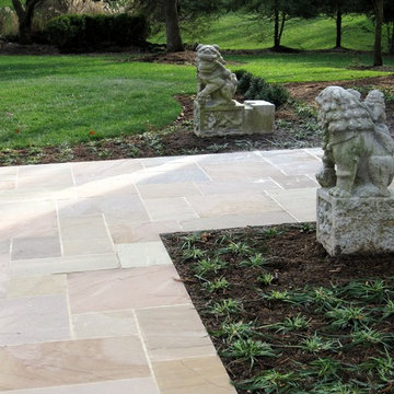 Entry Walkway - Mortared Patterned Chestnut Brown Flagstone