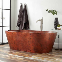 69" COLLETTE HAMMERED COPPER FREESTANDING TUB - MOTTLED AUBURN - Products