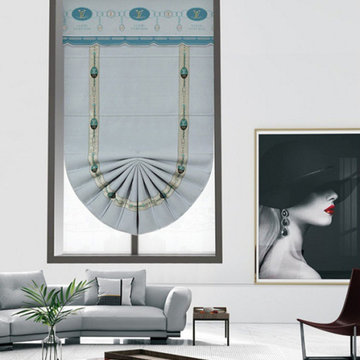 QYBHF739 High Quality Chenille Grey Custom Made Roman Blinds For Home Decoration