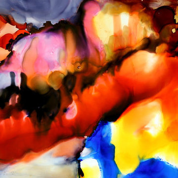 Tropical Breeze - Bright, Colorful Abstract Painting, Vibrant Metal Art