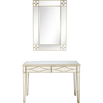 Camden Isle Huxley Wall Mirror and Mirrored Glass Console Table
