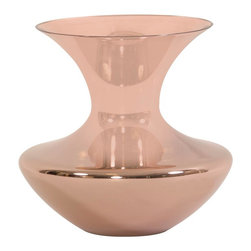Metallic Rose Gold Glass Flared Decorative Vase Large - Vases