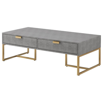 Posh Living Omer Faux Shagreen Coffee Table Gray/Gold