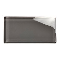GBM Manufacturing - Metro 3" x 6" Glossy Glass Subway Wall Tile,Pebble Gray, Set of 70 - Wall And Floor Tile