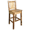 Montana Log Collection Wood Barstool In Stain And Lacquer MWGCBSWNR24LZELK