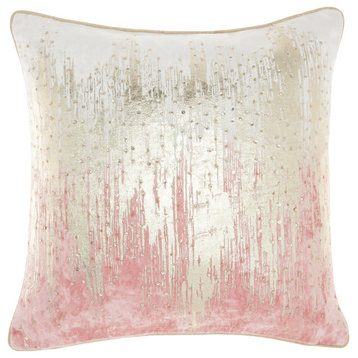 Nourison Home 18"x18" Mina Victory Sofia Ombre Met Sequins Blush Throw Pillows