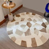 American style Round shaped handmade cowhide skin fur patchwork rug, 3'3"x3'3", 5