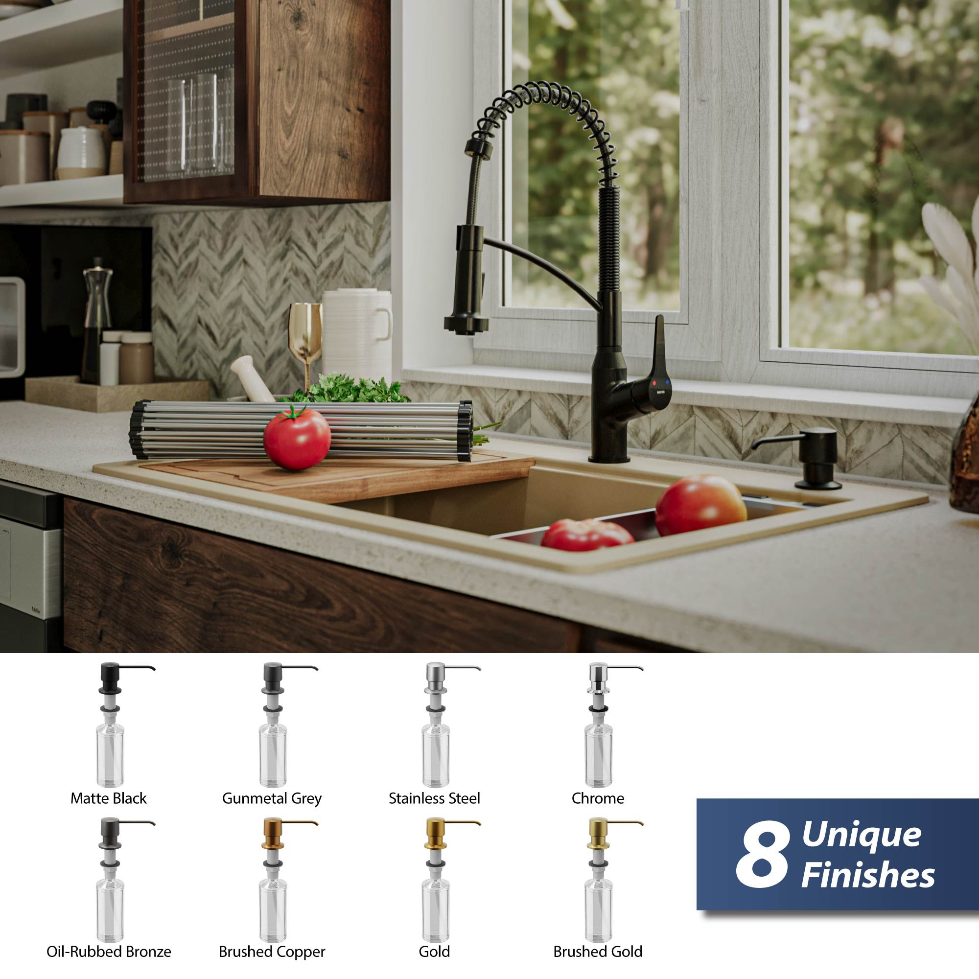 Karran SD25 Kitchen Soap/Lotion Dispenser, Matte Black