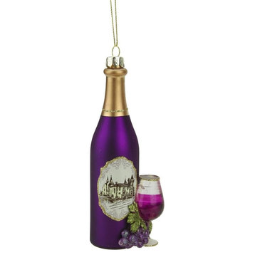 5.75" Tuscan Winery Wine Glass Bottle Christmas Ornament, Grape