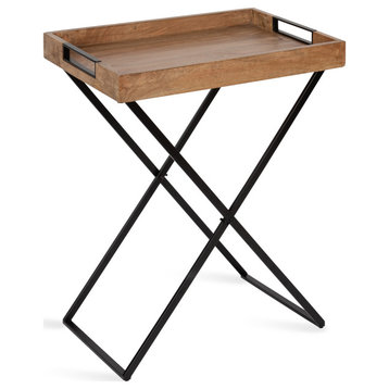 Heller Wood and Metal Tray Table, Natural/Black 24x16x30