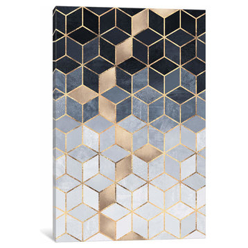 "Soft Blue Gradient Cubes, Rectangular" Canvas Print, 40"x26"