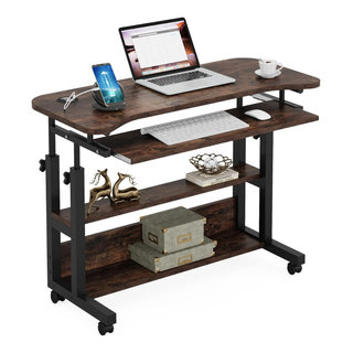 Tribesigns Portable Desk, Height Adjustable Side Table Computer Cart ...
