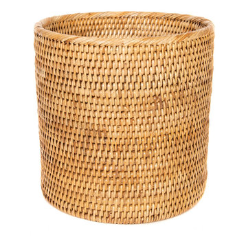 Artifacts Rattan Round Waste Basket, Honey Brown