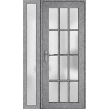 Exterior Prehungdoor Frosted Glass Manux 83 Grey Ash Side Exterior
