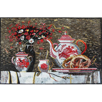 Mosaic Designs, Pink Tea Kettle, 41"x59"