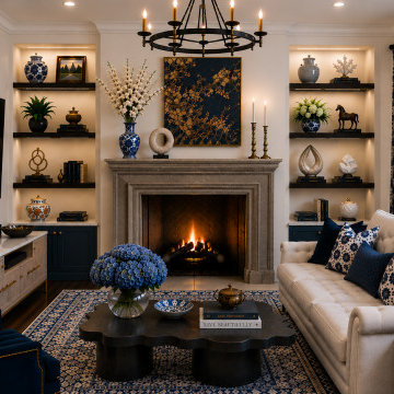 Modern Classic — Blue and White Living Room