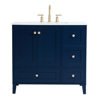 Elegant VF18036BL 36"Single Bathroom Vanity, Blue - Transitional ...