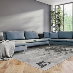 Atlantic Surf Rug 8640 in Grey Waves - Rugs