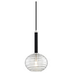 Hudson Valley Lighting - Breton 1-Light LED Pendant, Polished Nickel - The glassmaker's craft of using an optic mold to create desired interior textures and designs was invented by Roman glassworkers and flourished in Venice in the Middle Ages. Using this ancient optic technique, we house a glass Bulbs (Not Included) in a hand-blown oval diffuser. This diffuser is perfectly clear on the outside with a wavy horizontal pattern worked in its Bulbs (Not Included)-facing side. These interior lines are in the optic tradition, valued in heritage pieces such as Depression glass.