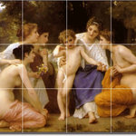 Picture-Tiles.com - William Bouguereau Angels Painting Ceramic Tile Mural #51, 48"x72" - Mural Title: Amour A Laffut