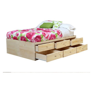 Full Size Storage Bed, 12 Drawers, Pine Wood - Contemporary - Platform Beds  - by Gothic Furniture | Houzz