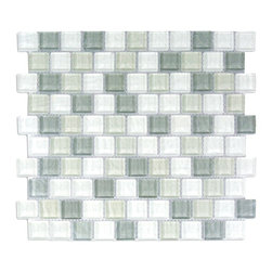GBM Manufacturing - Geo 11"x12" Textured Glass Square Mosaic Tile,Gray, Single Sheet - Mosaic Tile