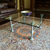 1/2 inch Thick Beveled Polished Tempered Square Glass Table Top, 18"