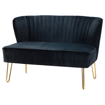 Contemporary Tufted Back  Loveseat, Black